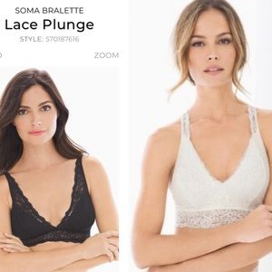 SOMA BRALETTE LACE PLUNGE SET OF 2 lot bundle ivory cream black